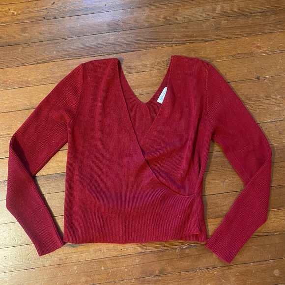 Topshop Sweaters - Topshop Low-Cut Red Sweater
